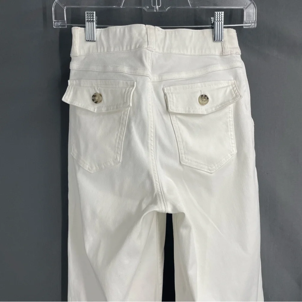 SPANX Stretch Twill Cropped Wide Leg Bright White Comfort Business Casual Pant - Picture 9 of 12